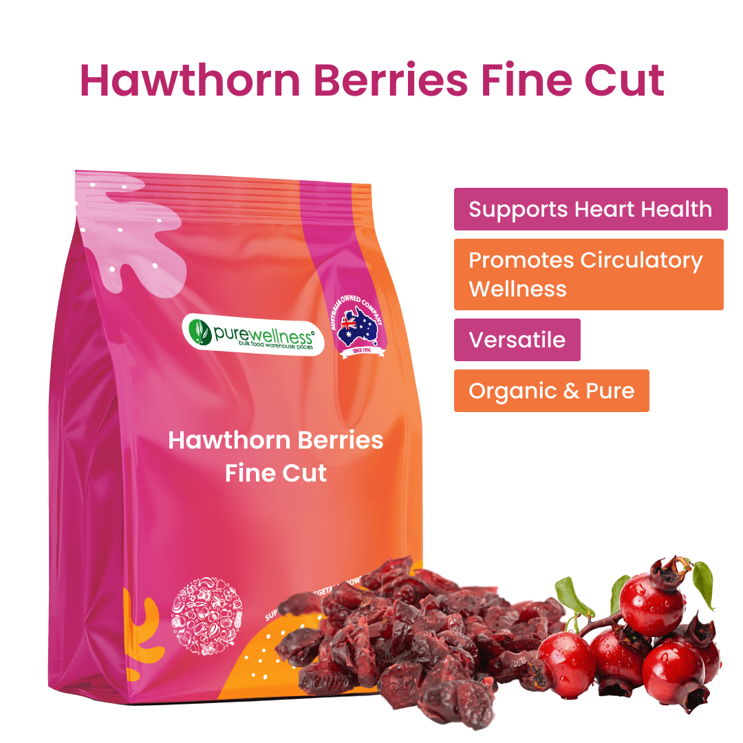 Purewellness Fine Cut Hawthorn Berries – heart health and antioxidant support by Pure Wellness.